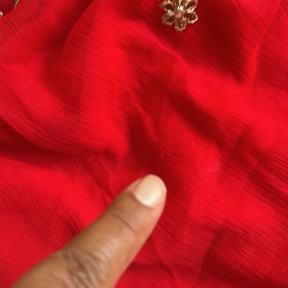 Elegant Red Embroidered Dress - Picture 11 of 14